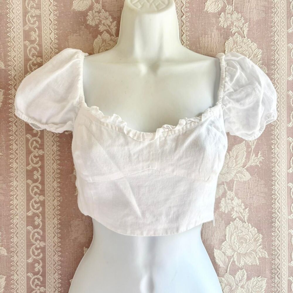 Wilfred Women's White Linen Crop Top
